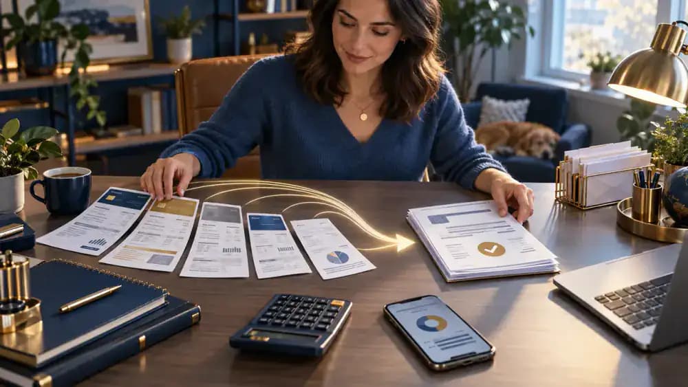 Several credit card balances being combined into one payment