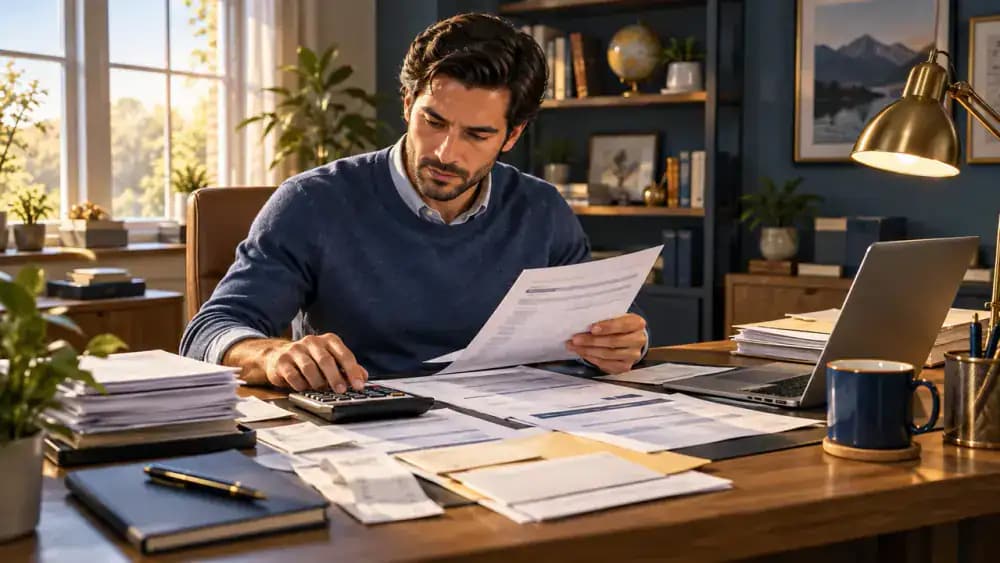 Person reviewing tax documents