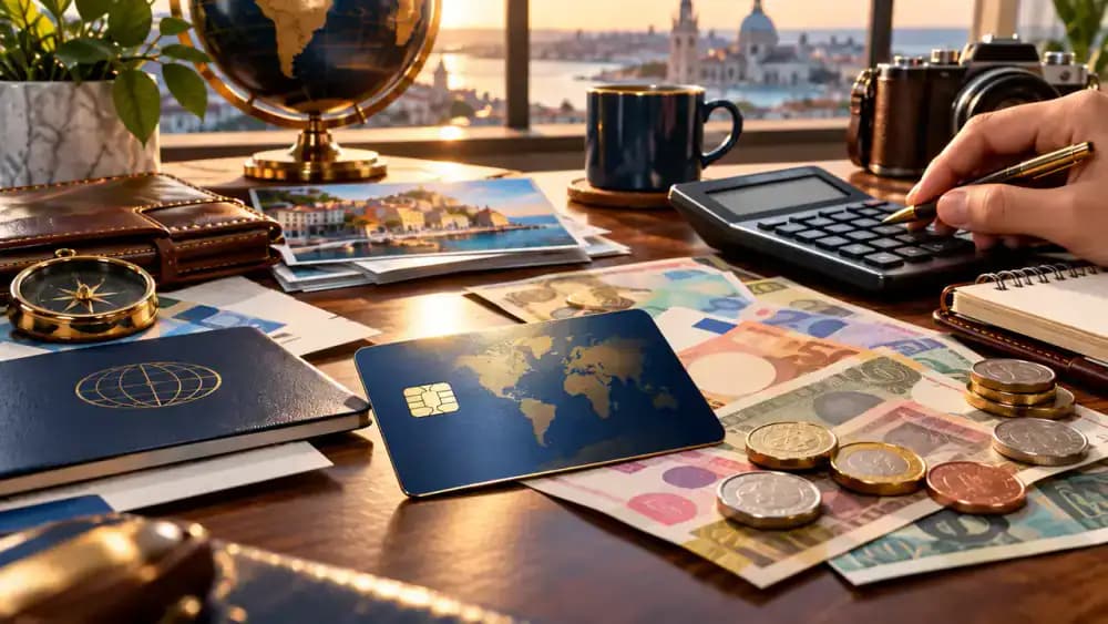 Foreign currency moving through a digital payment network and becoming U.S. dollars.