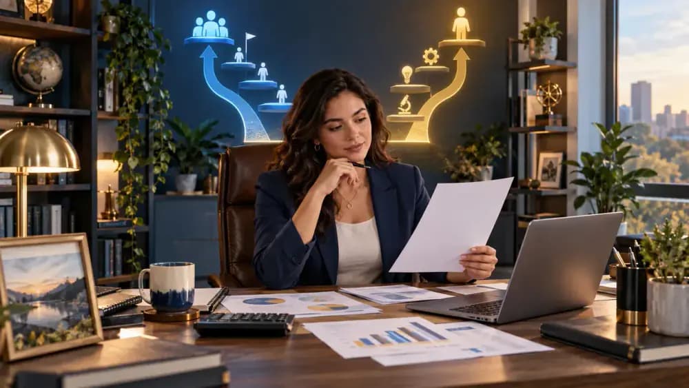 Worker choosing between a promotion and staying in the same role