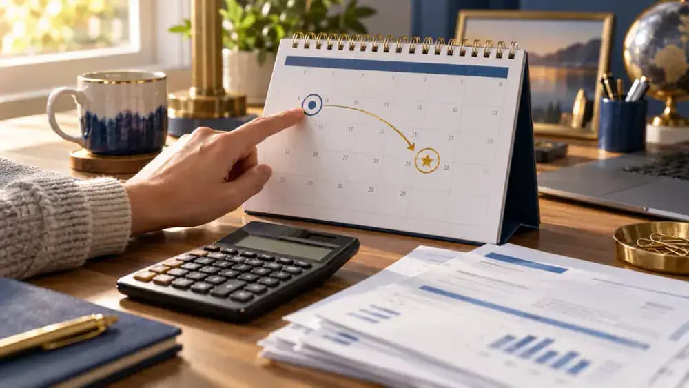 Calendar showing billing cycle dates and payment due date