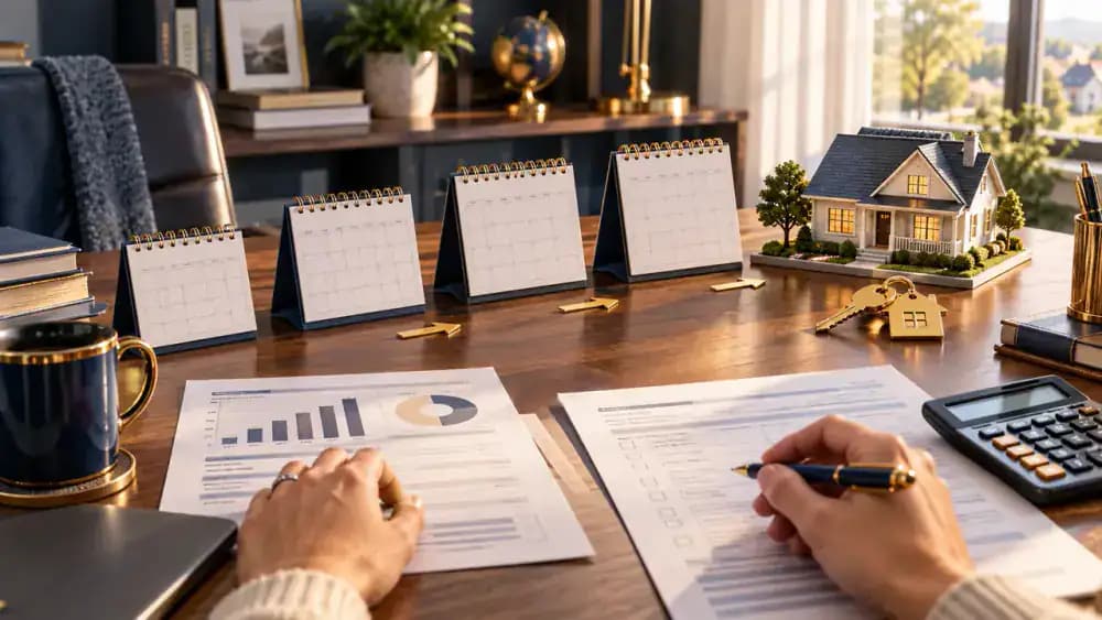 Mortgage lender, title professional, and buyer coordinating a property purchase