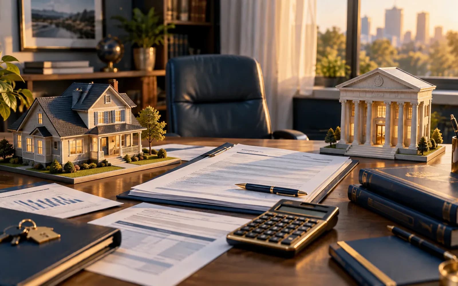 Bank and home connected by mortgage paperwork