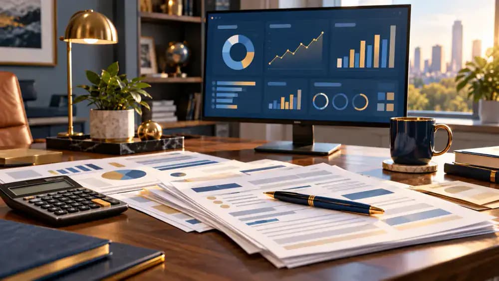 Three separate financial folders connected to banking institutions