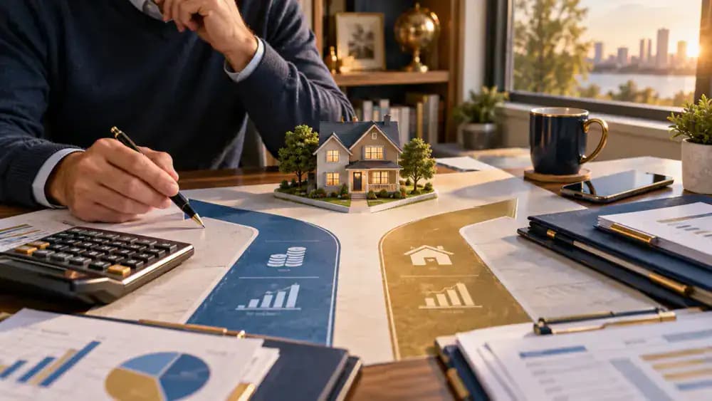 Two financial paths splitting