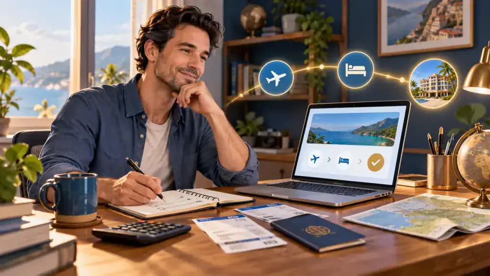 Payment moving through a portal before reaching a hotel