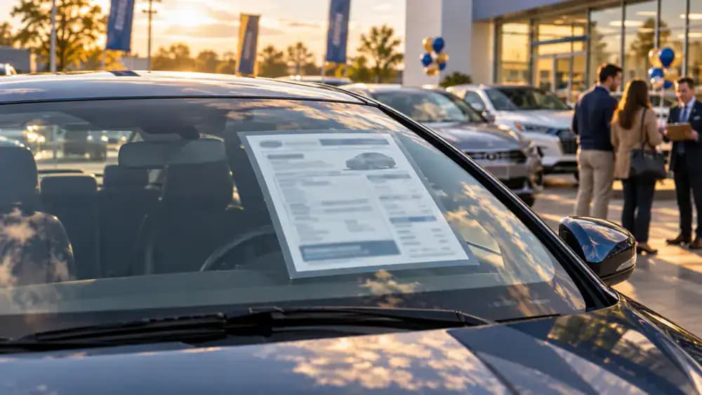 Close-up of a used-vehicle warranty disclosure document.