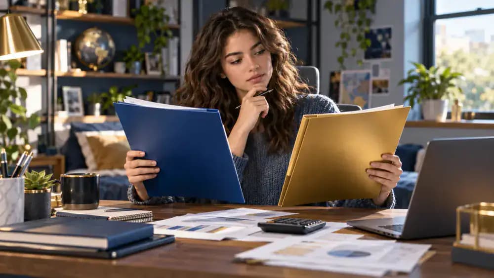 Student comparing subsidized and unsubsidized loan documents