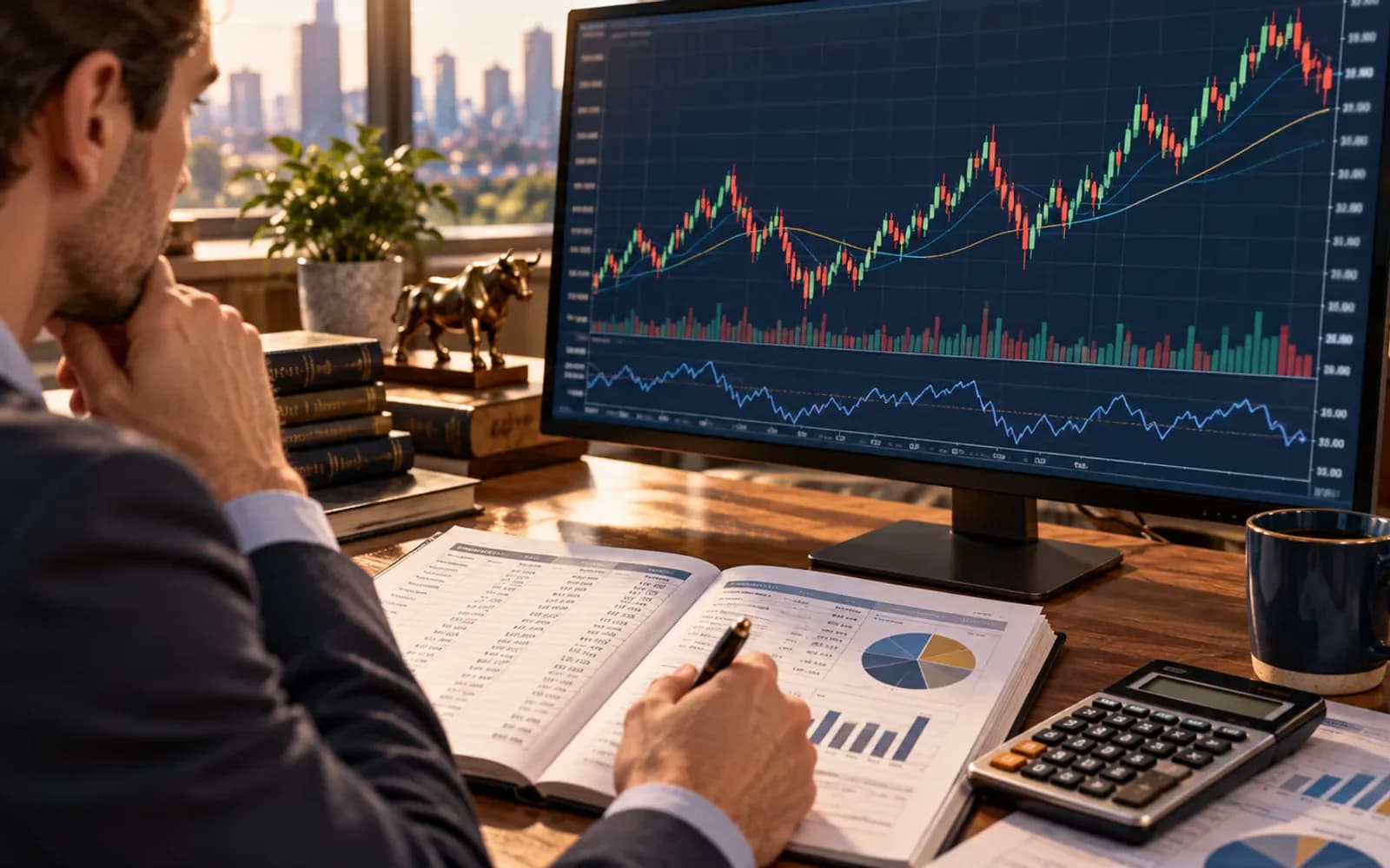 Financial market chart showing changing daily portfolio values