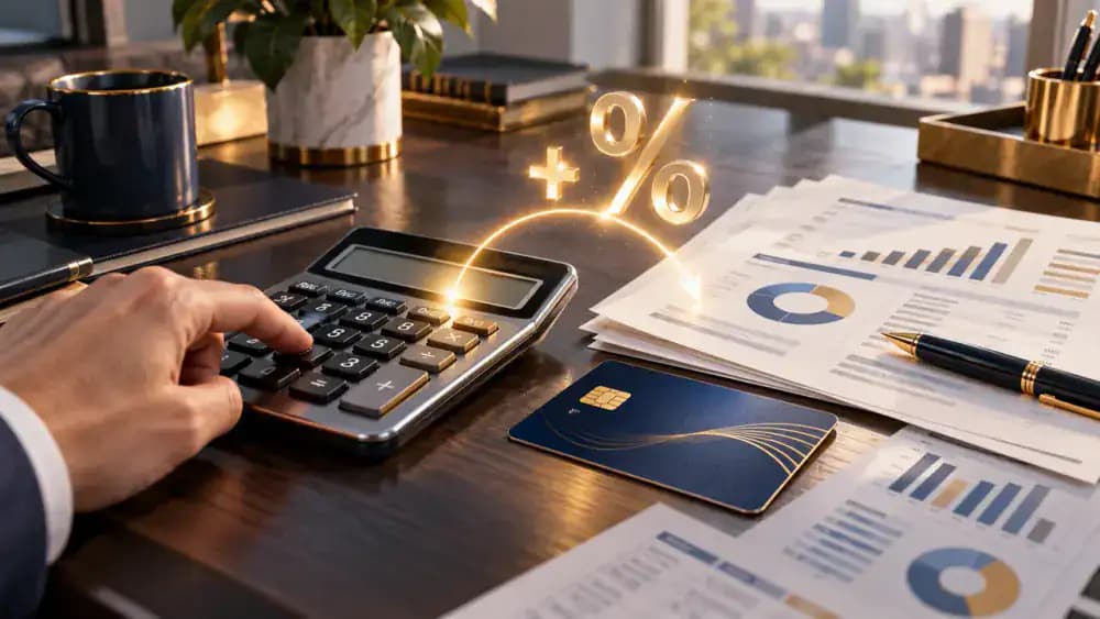 Calculator showing a percentage fee added to transferred debt