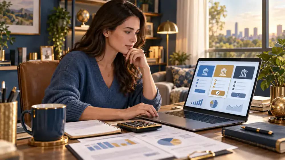 Person choosing banking options