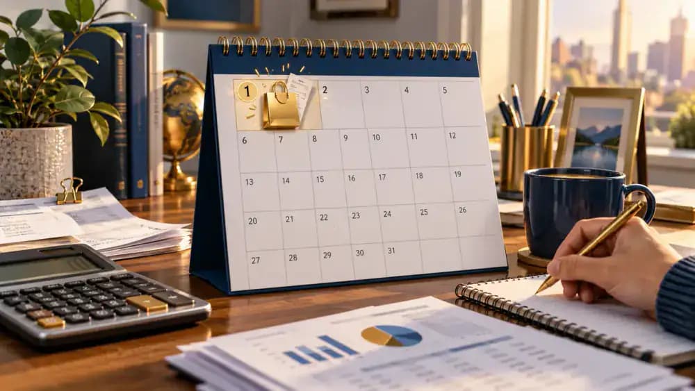 Large purchase appearing early on a monthly calendar