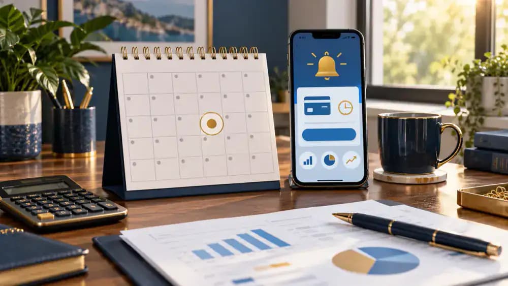 Calendar and payment alert showing an approaching loan due date