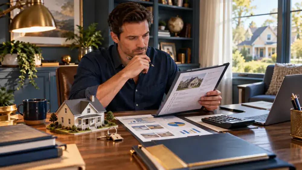 Homeowner inspecting property