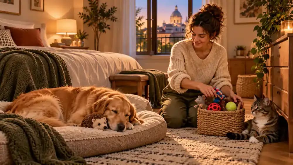 Dog sleeping beside a favorite well-used plush comfort toy