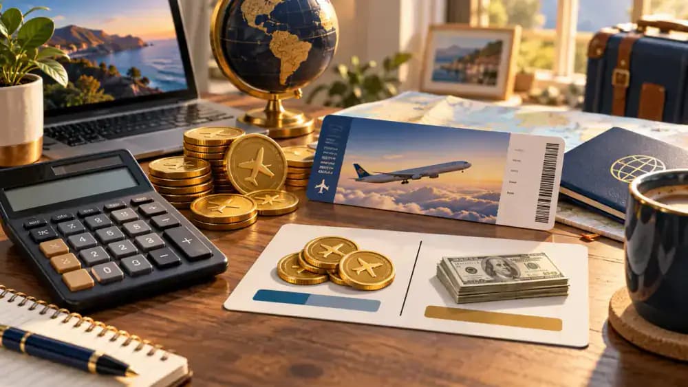 Calculator comparing cash price with required travel points