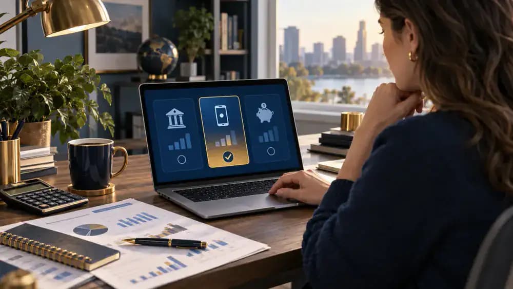 Consumer selecting banking preference