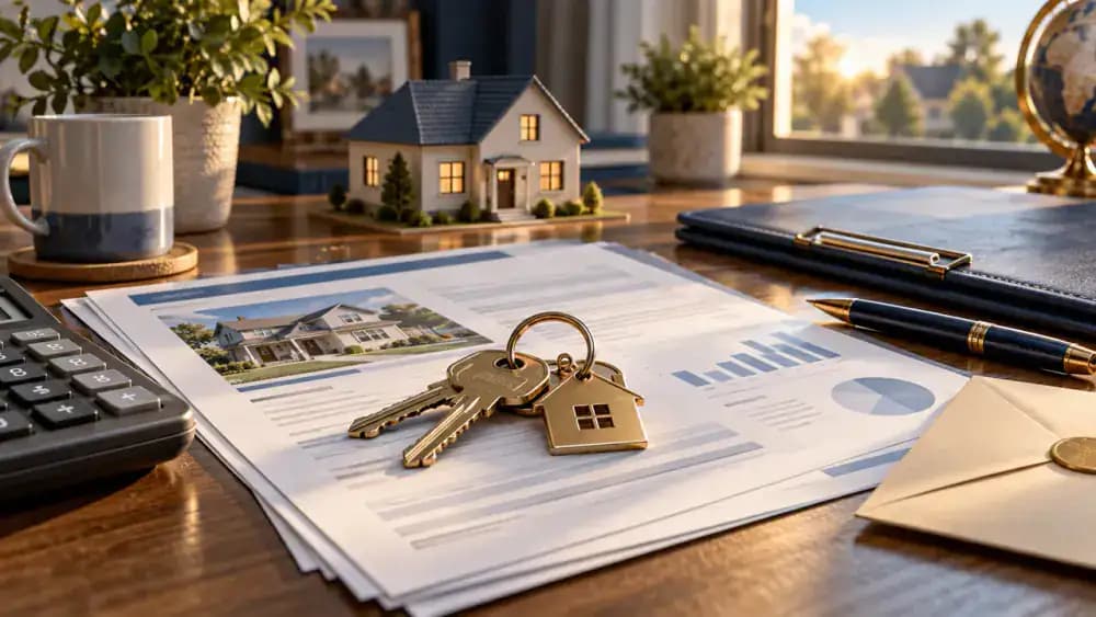 House keys on financial documents
