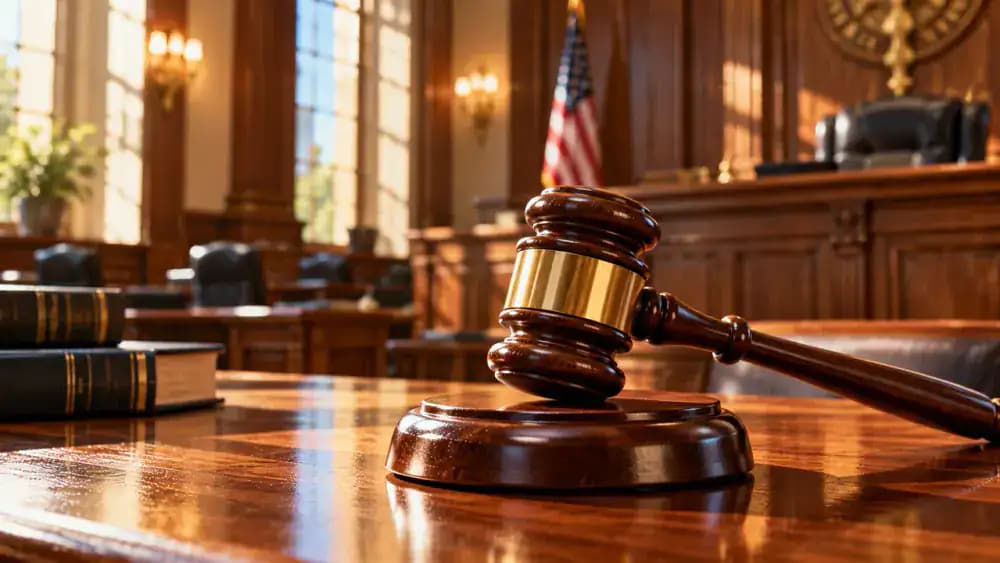 Judge's gavel on a courtroom table symbolizing potentially substantial liability judgments.
