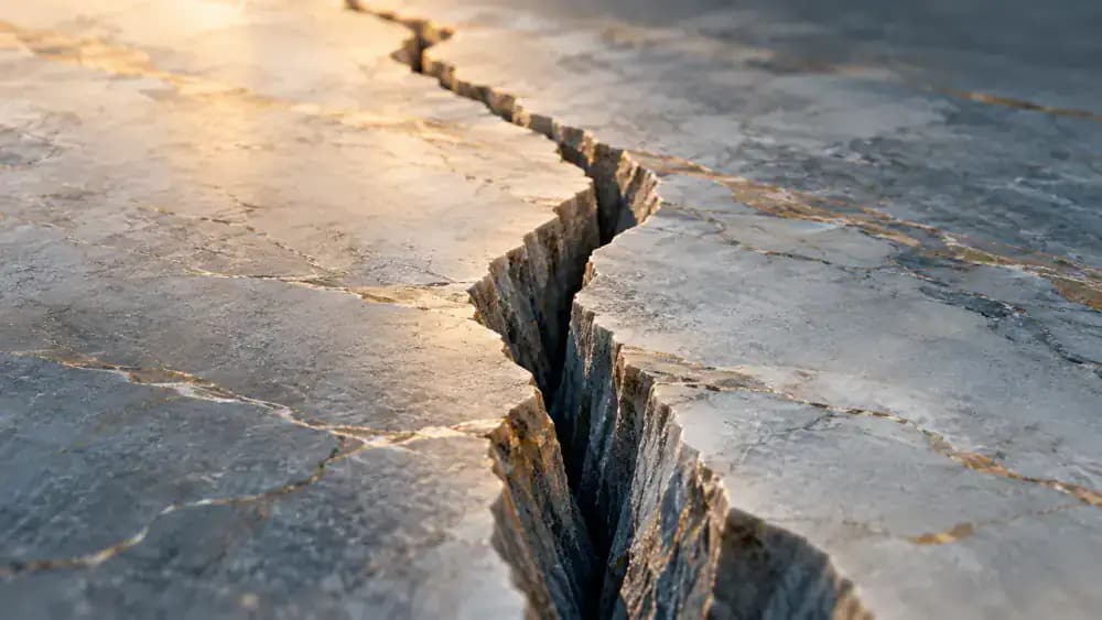 Narrow crack across a smooth stone surface symbolizing gaps and boundaries in standard insurance coverage.