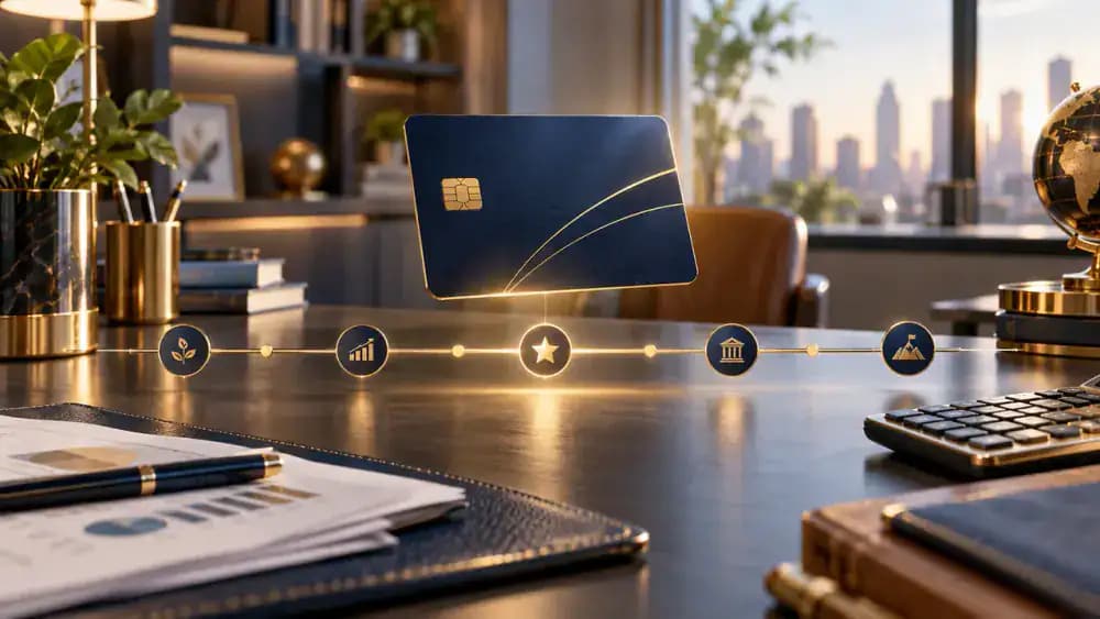 Credit card beside a simple zero-interest financial illustration