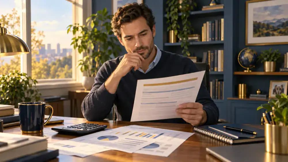 Person reading financial disclosure