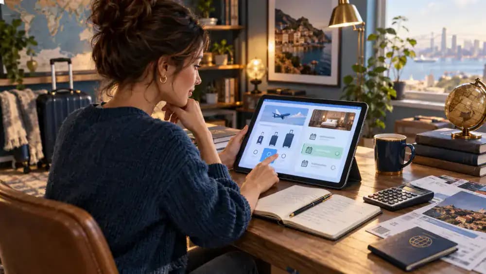 Traveler comparing fare features and hotel cancellation rules