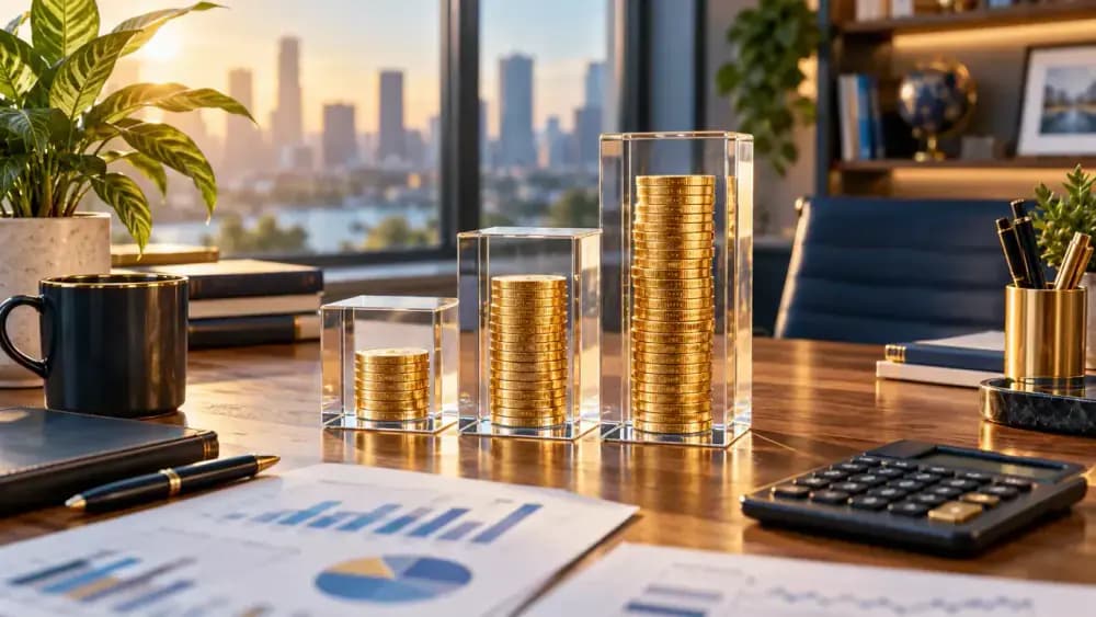 Three fictional tax brackets dividing fifty-five thousand dollars of taxable income