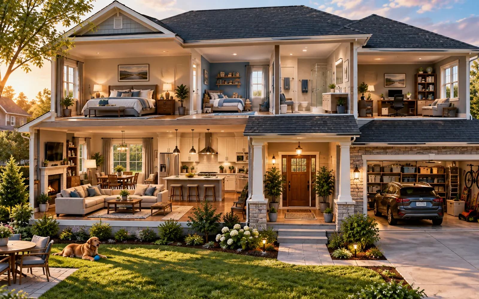 Home interior with furniture and personal belongings