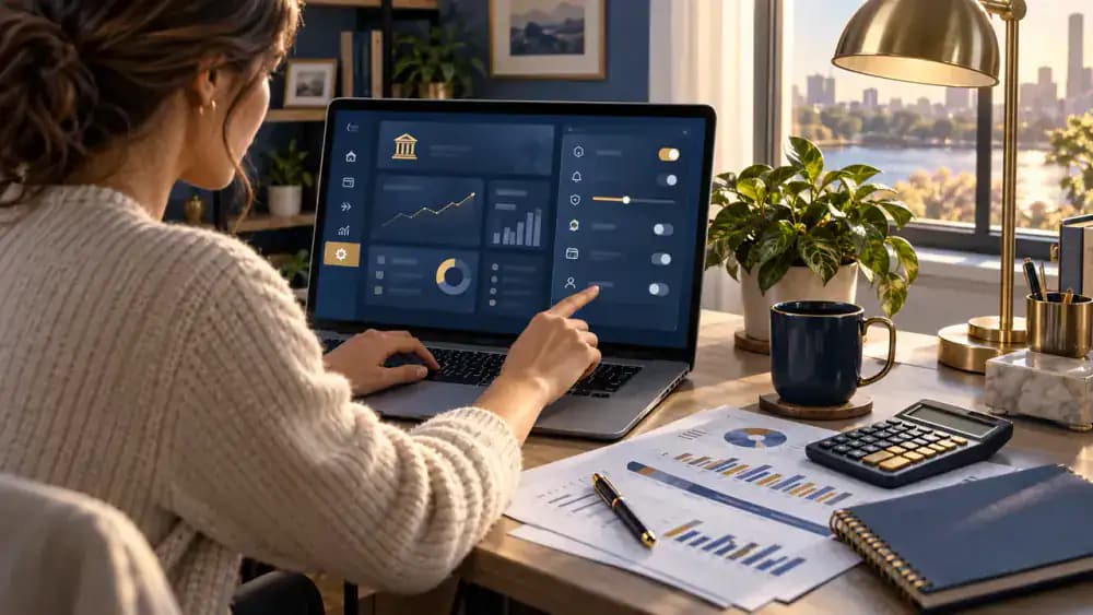 Online banking screen with overdraft settings options