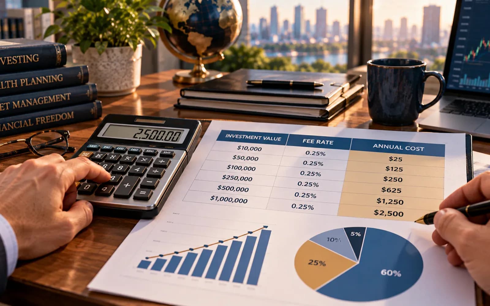 Calculator translating an investment expense ratio into dollar costs