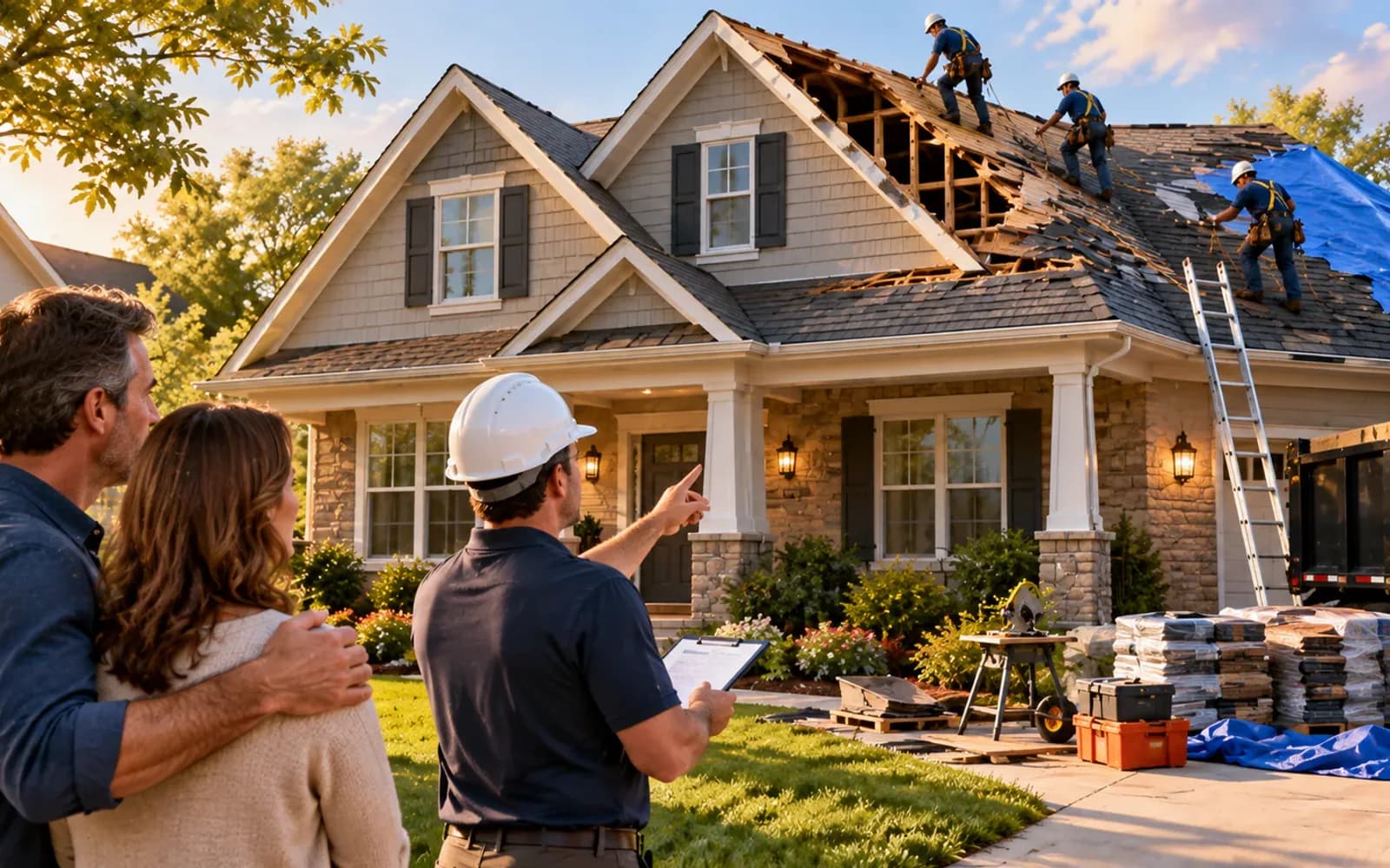 House under repair after property damage