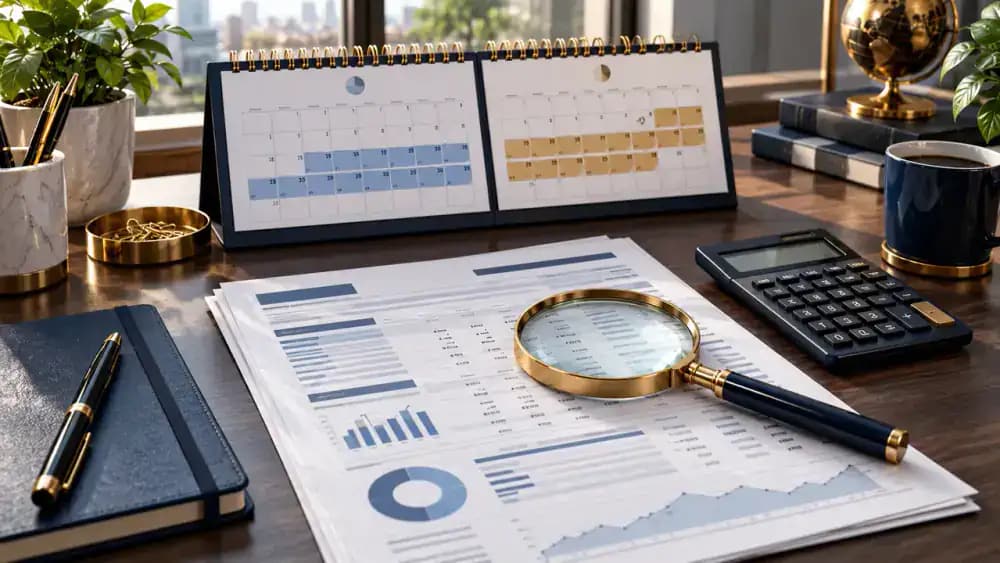 Bank statement and calendar illustrating a sixty-day deadline