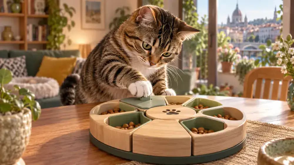 Cat feeder with only one newly closed compartment