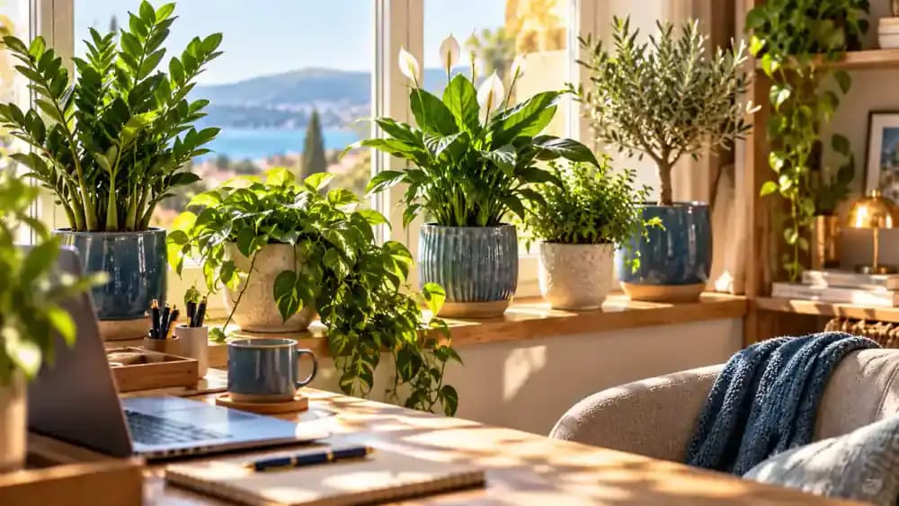 Different green plants growing in separate ceramic pots, symbolizing diversified investments and financial resilience.
