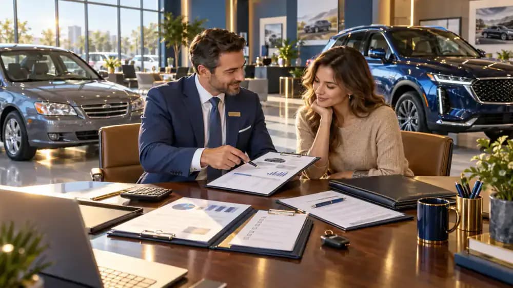 Customer discussing an underwater trade-in with a dealer