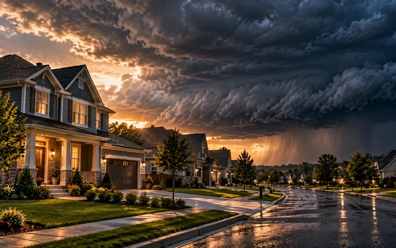 Storm approaching a residential neighborhood
