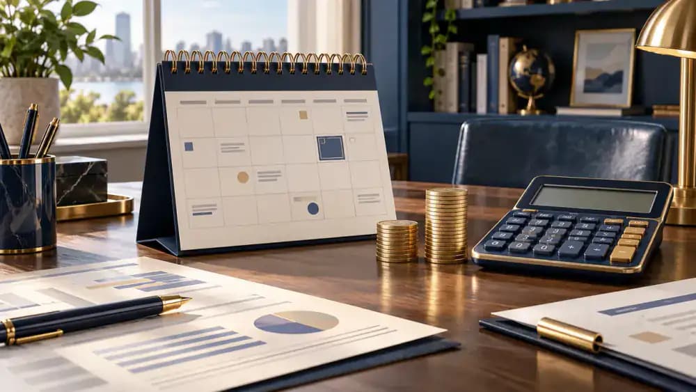 Monthly billing calendar beside minimum payment and payoff calculations