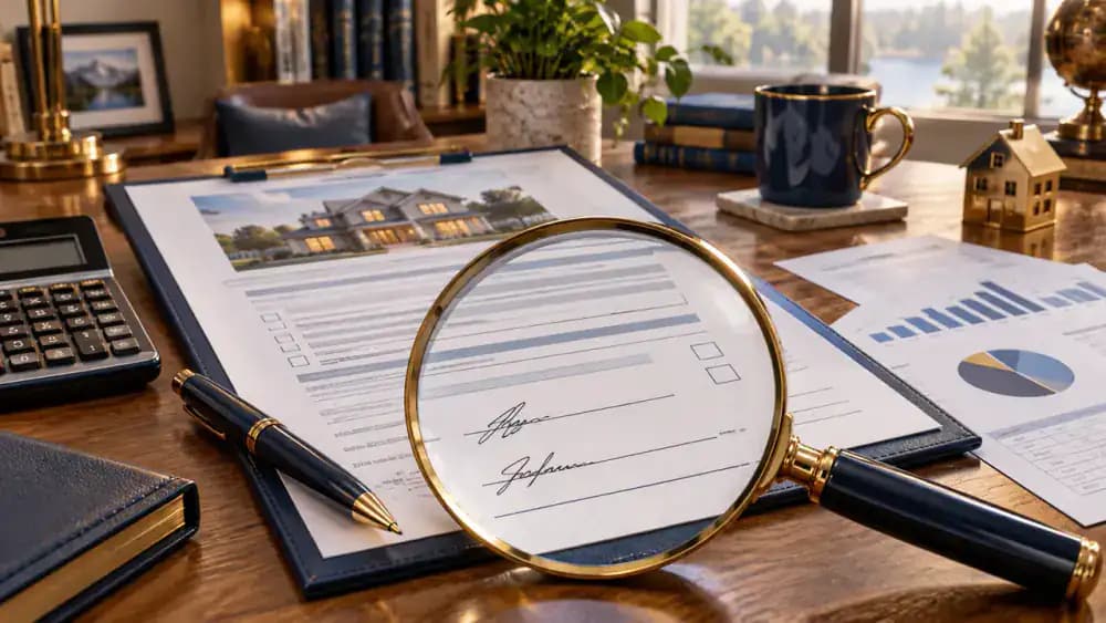 Home closing expense categories represented by coins and documents
