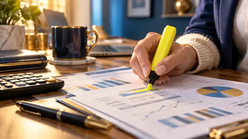 Closed account documents beside a calculator