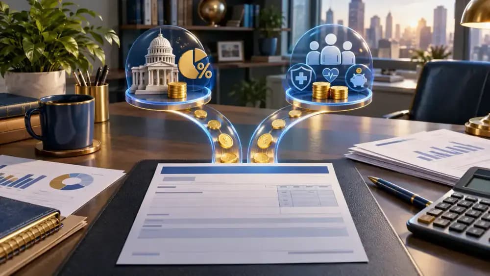 Federal income tax and payroll taxes shown as separate parts of a paycheck