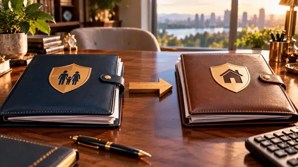 Two insurance contract folders illustrating a potential annuity replacement.