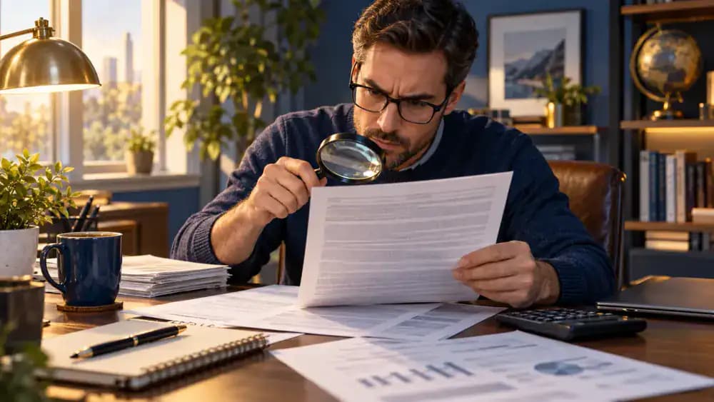 Consumer reading credit card fine print