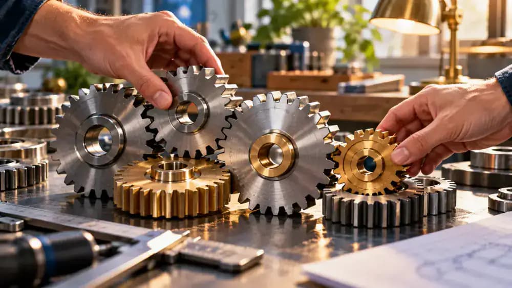 Interconnected polished gears representing different financial protections working together.