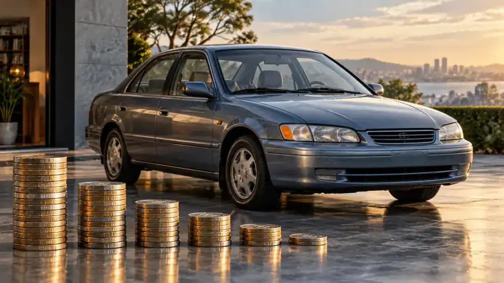 Same vehicle shown aging over time with a corresponding decline in value.