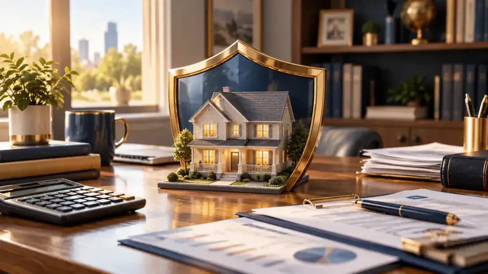 House protected by a shield symbolizing insurance coverage