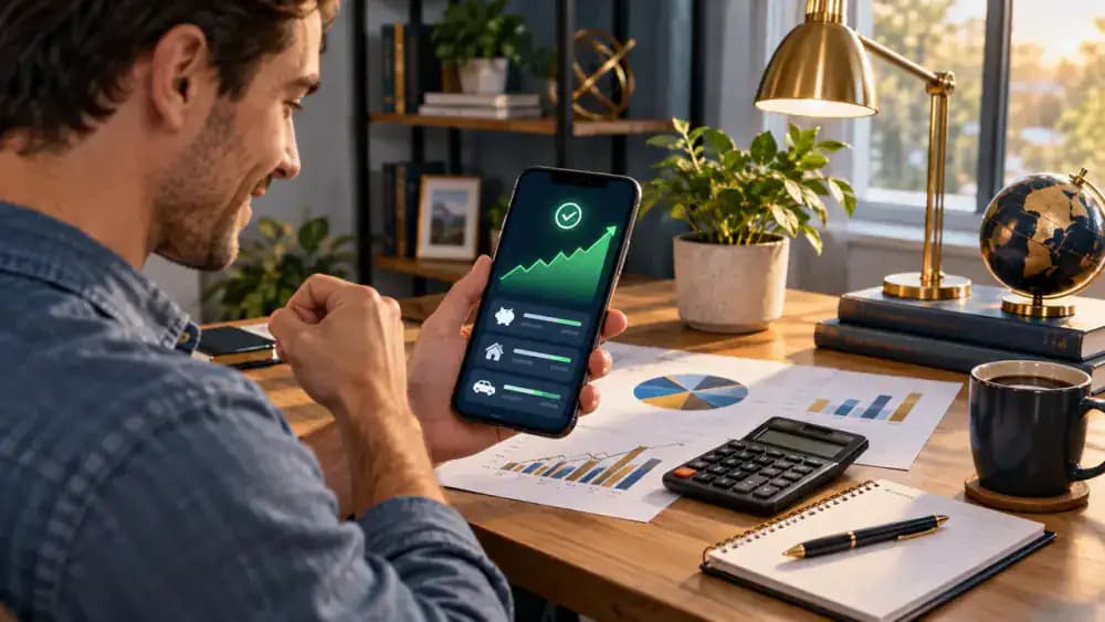 Mobile banking app showing a positive account balance