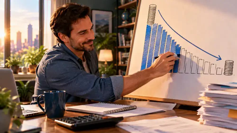 Person tracking gradual progress on a large debt