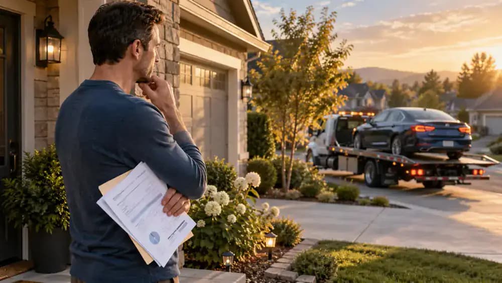 Person watching another driver leave in a financed car