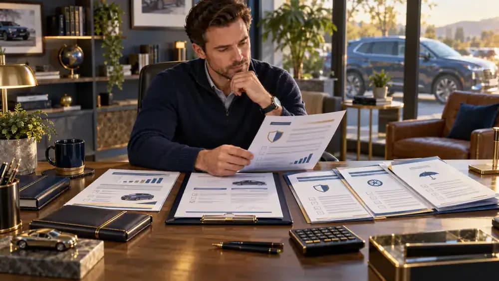 Buyer reviewing optional products included in a car loan